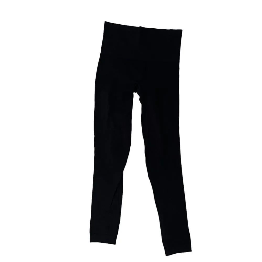 Spanx Shapewear Leggings Thick Waist Band Black Ripped texture size Small